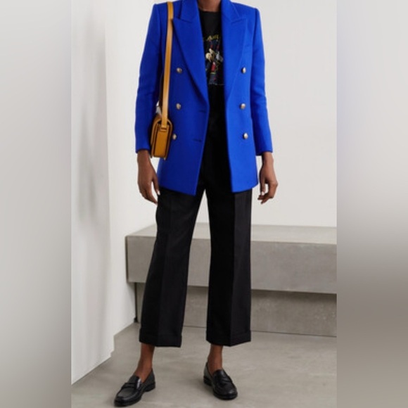 SAINT LAURENT RUNWAY Virgin wool cashmere royal-blue blazer jacket - Picture 3 of 6